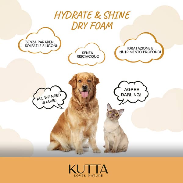 Shampoo a secco lucidante e idratante per cani e gatti. 200 ml. - immagine 2