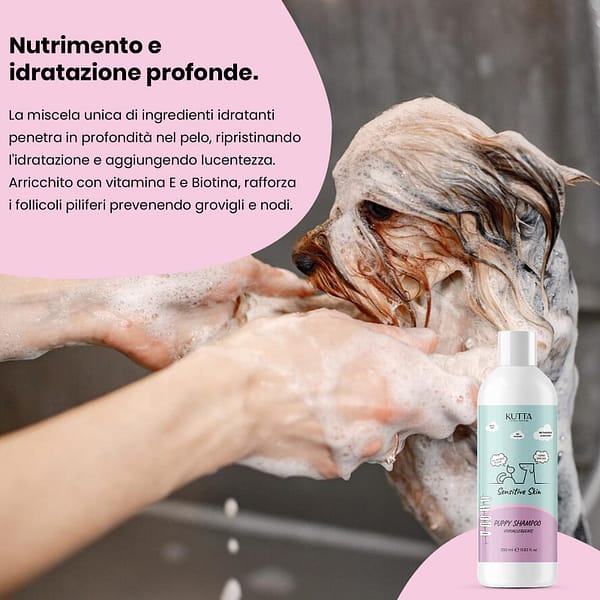 Shampoo per cuccioli di cane con pelle sensibile e delicata. 350 ml. - immagine 2