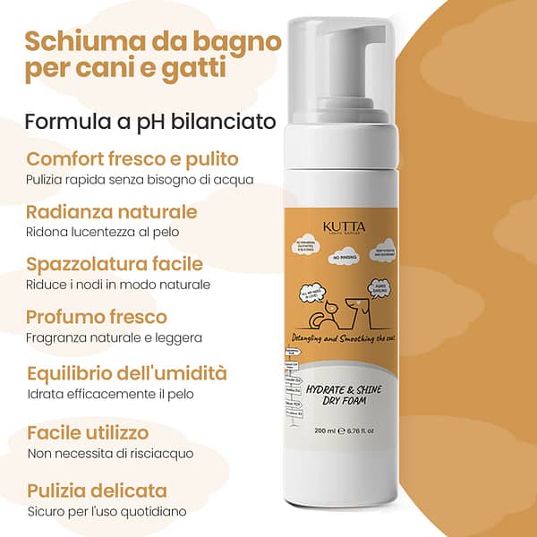 Shampoo a secco lucidante e idratante per cani e gatti. 200 ml. - immagine 4