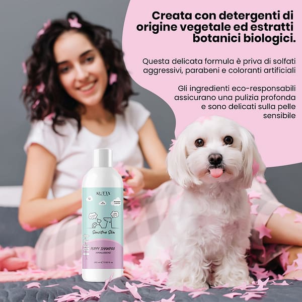 Shampoo per cuccioli di cane con pelle sensibile e delicata. 350 ml. - immagine 4