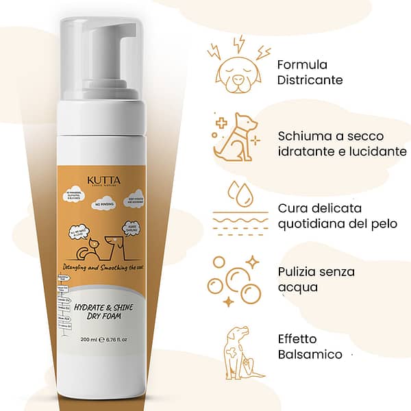 Shampoo a secco lucidante e idratante per cani e gatti. 200 ml. - immagine 5